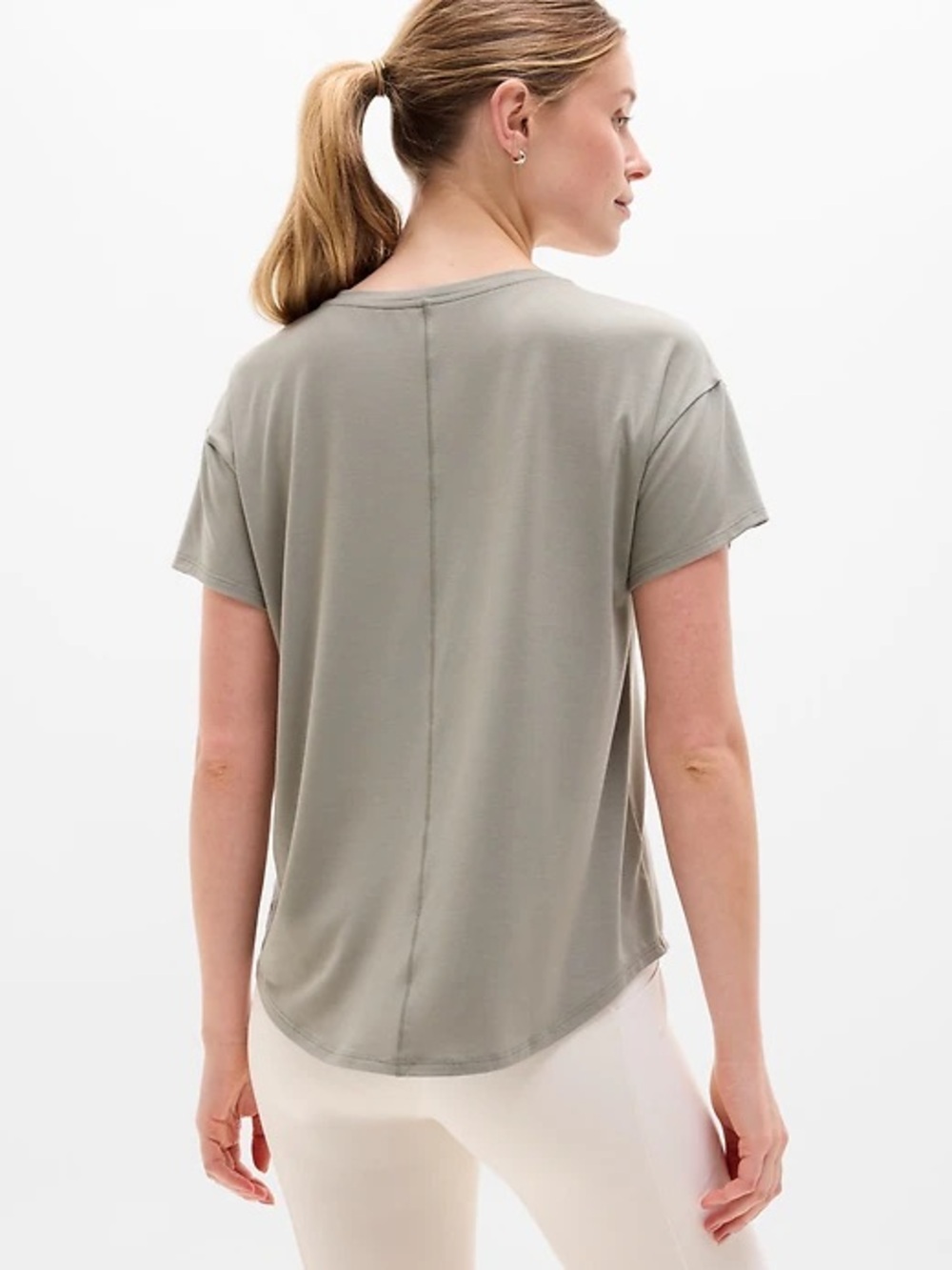 Athleta grey/green Relaxed Crewneck Top medium
